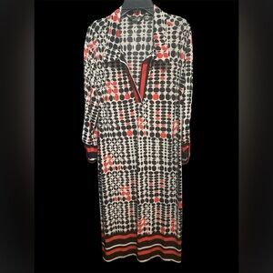 Mlle Gabrielle Monochrome Leaf Print Dress